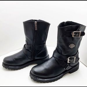 {HARLEY DAVIDSON} Black Leather Motorcycle Boots